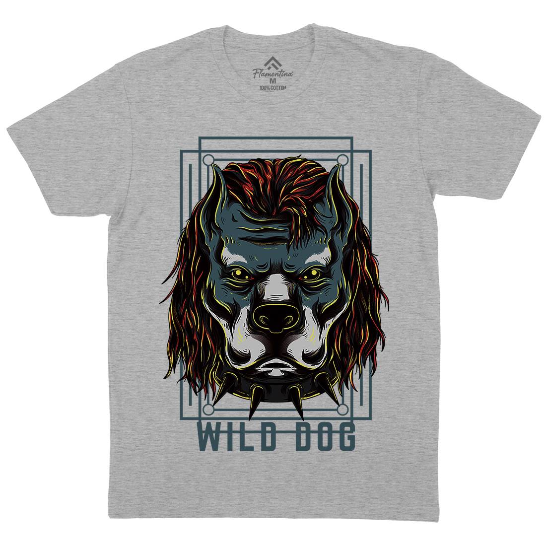 Wild Dog Mens Organic Crew Neck T-Shirt Animals D880