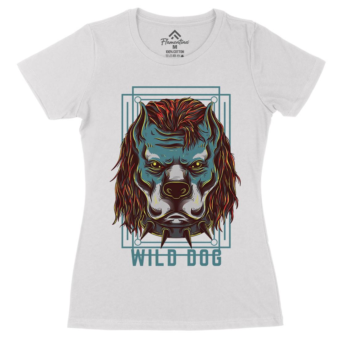 Wild Dog Womens Organic Crew Neck T-Shirt Animals D880