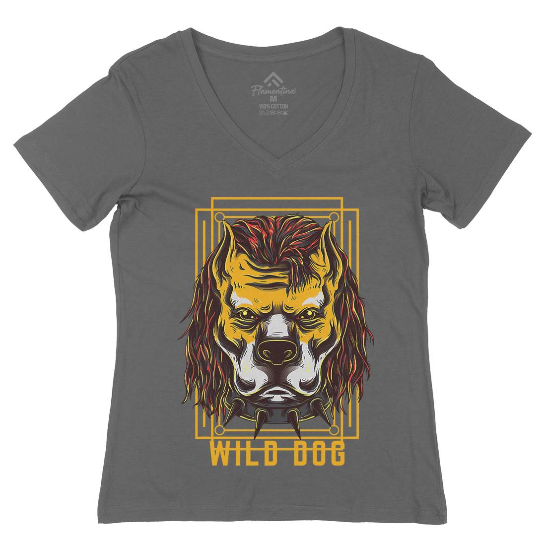 Wild Dog Womens Organic V-Neck T-Shirt Animals D880