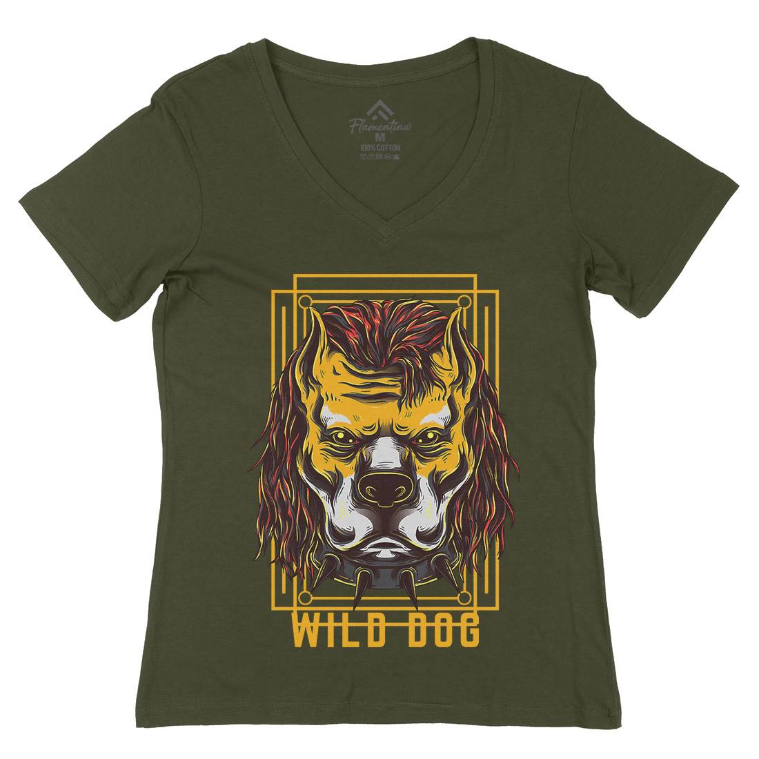 Wild Dog Womens Organic V-Neck T-Shirt Animals D880