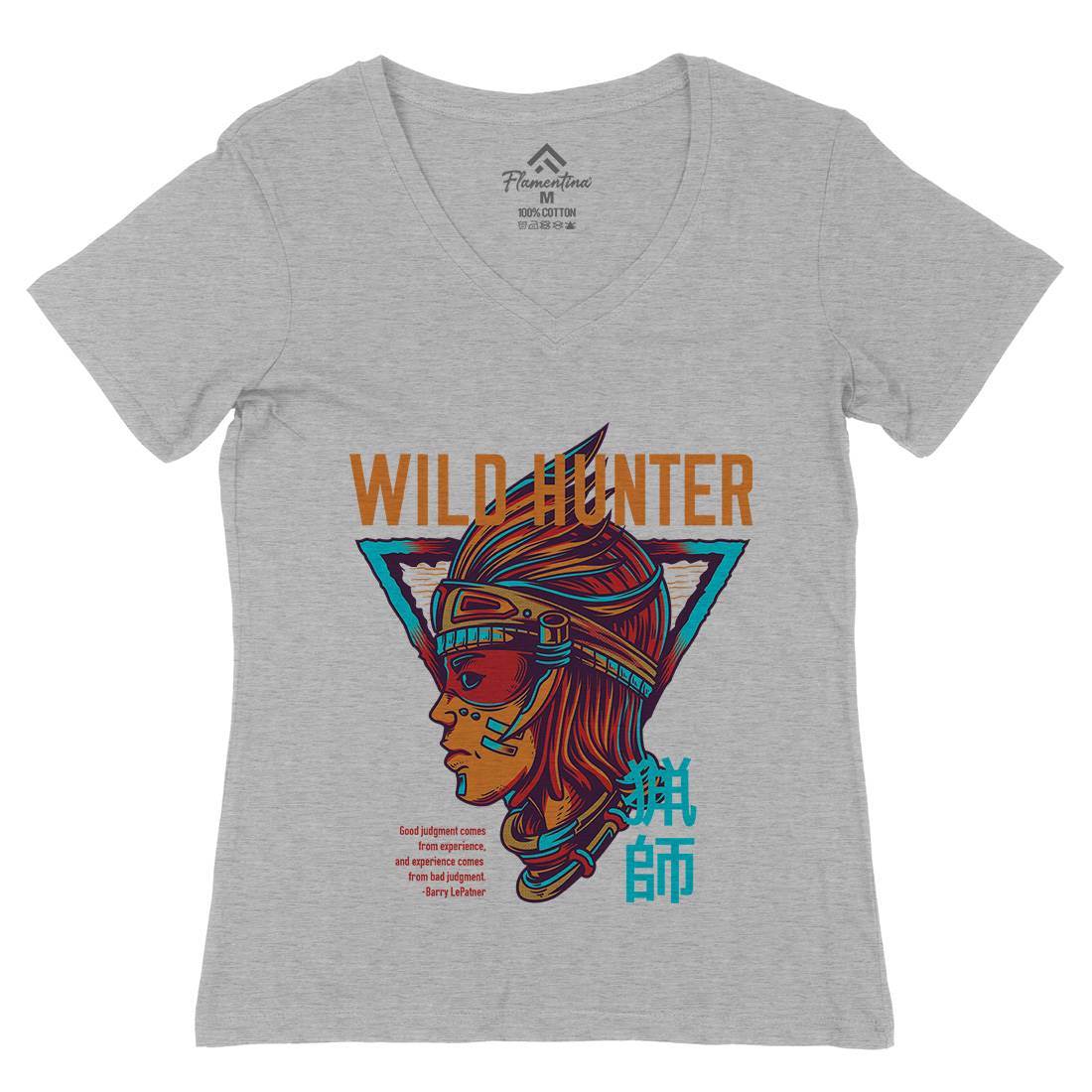 Wild Hunter Womens Organic V-Neck T-Shirt Warriors D881