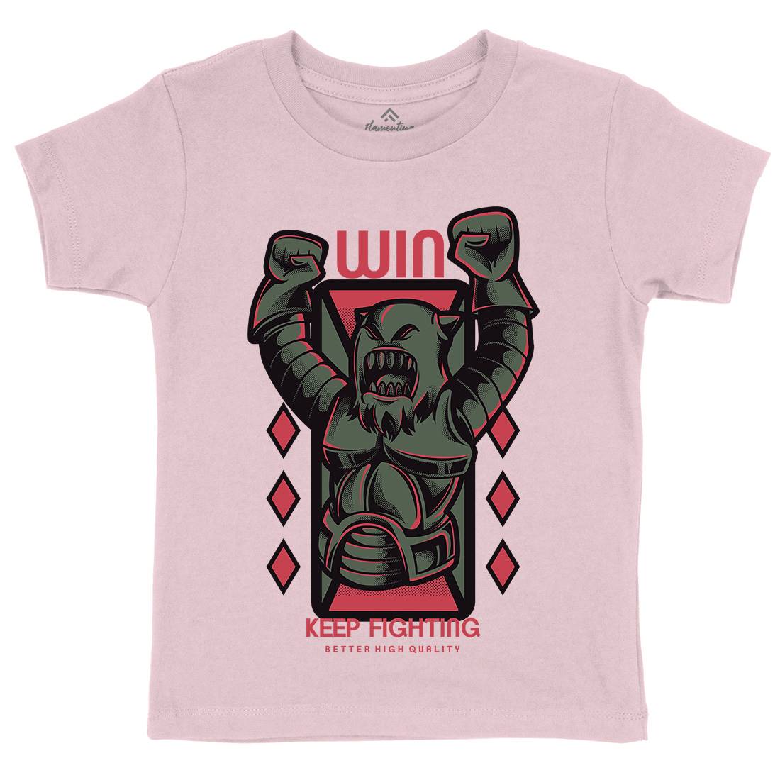 Win Fight Kids Crew Neck T-Shirt Warriors D883