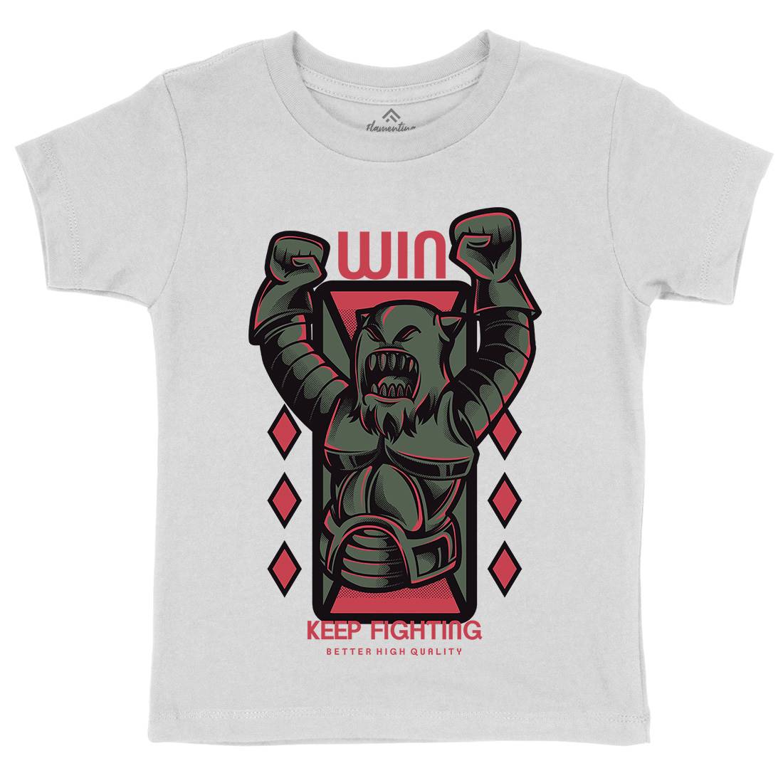 Win Fight Kids Crew Neck T-Shirt Warriors D883