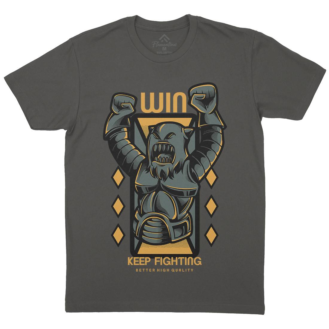 Win Fight Mens Organic Crew Neck T-Shirt Warriors D883