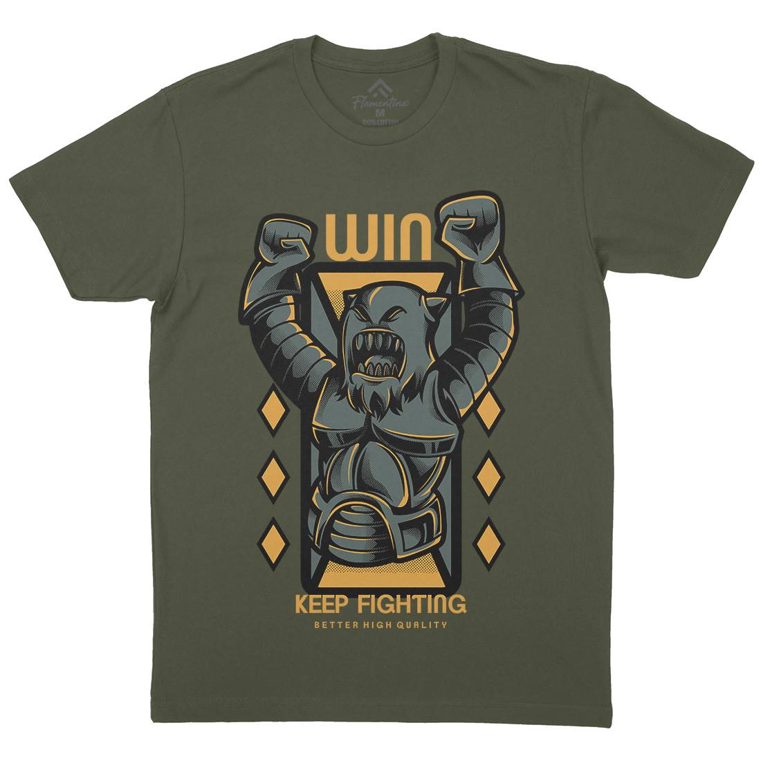 Win Fight Mens Crew Neck T-Shirt Warriors D883
