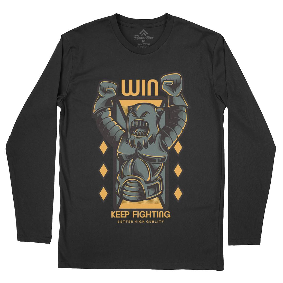 Win Fight Mens Long Sleeve T-Shirt Warriors D883