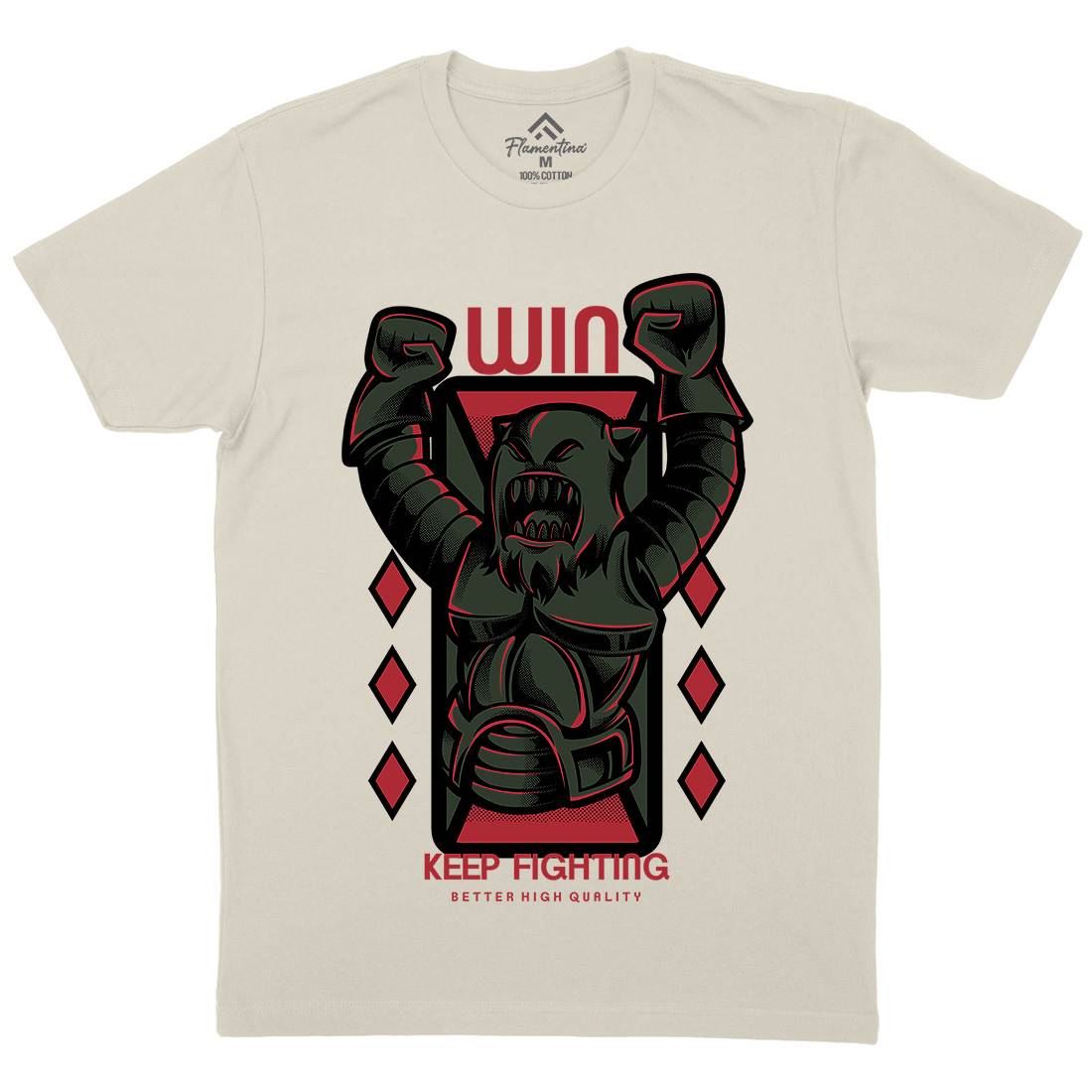 Win Fight Mens Organic Crew Neck T-Shirt Warriors D883