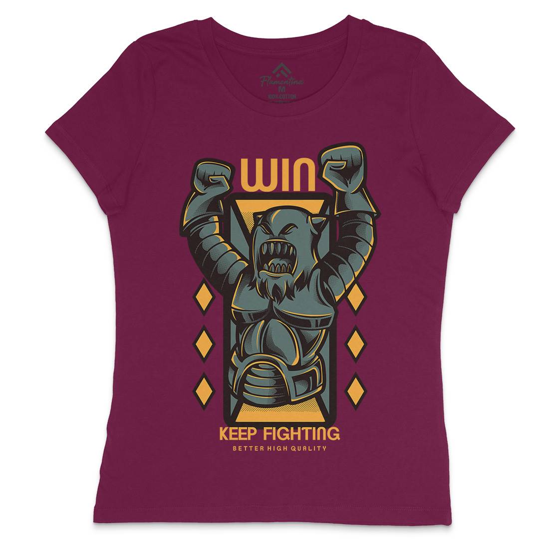 Win Fight Womens Crew Neck T-Shirt Warriors D883