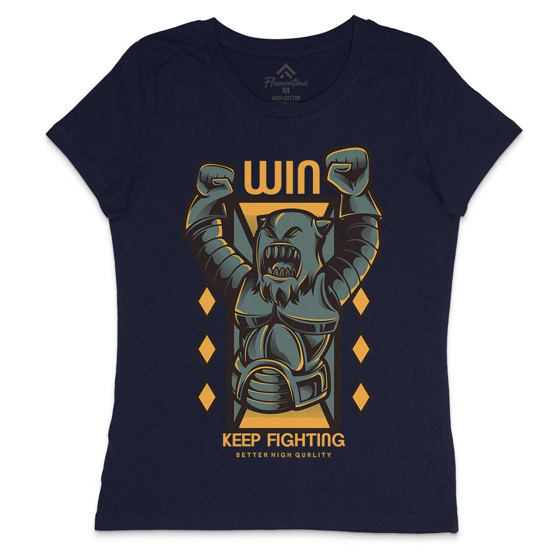 Win Fight Womens Crew Neck T-Shirt Warriors D883