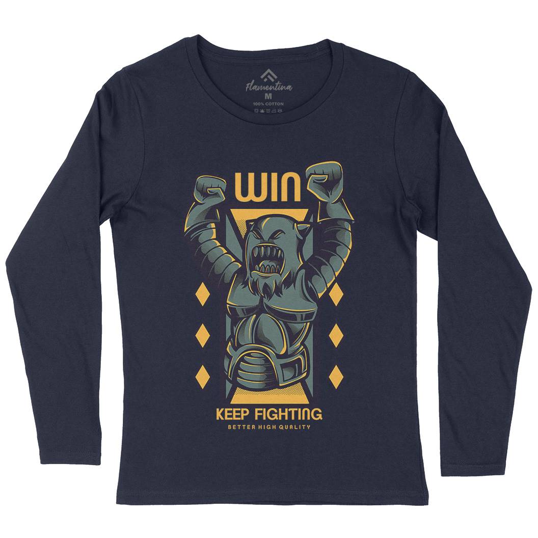 Win Fight Womens Long Sleeve T-Shirt Warriors D883