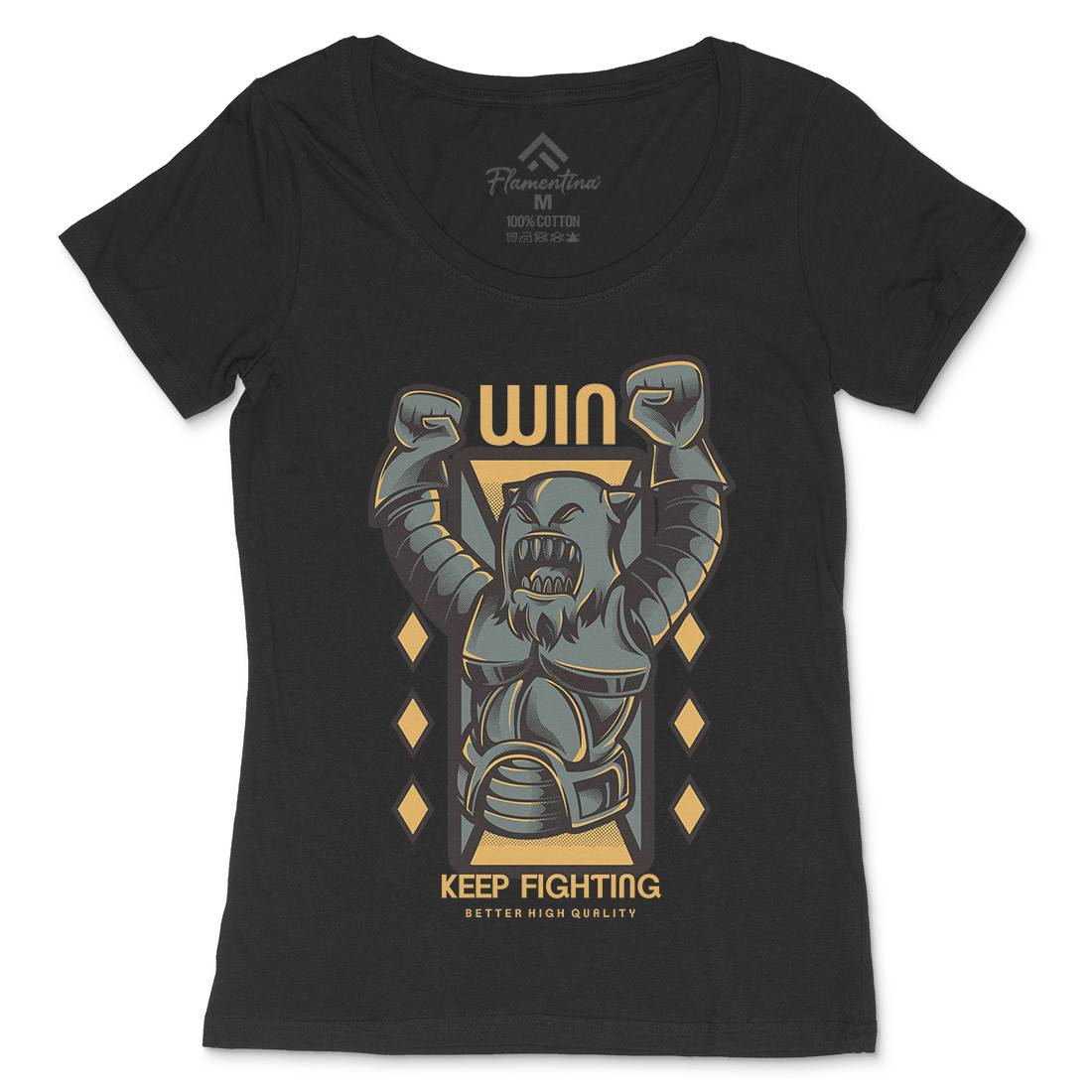 Win Fight Womens Scoop Neck T-Shirt Warriors D883