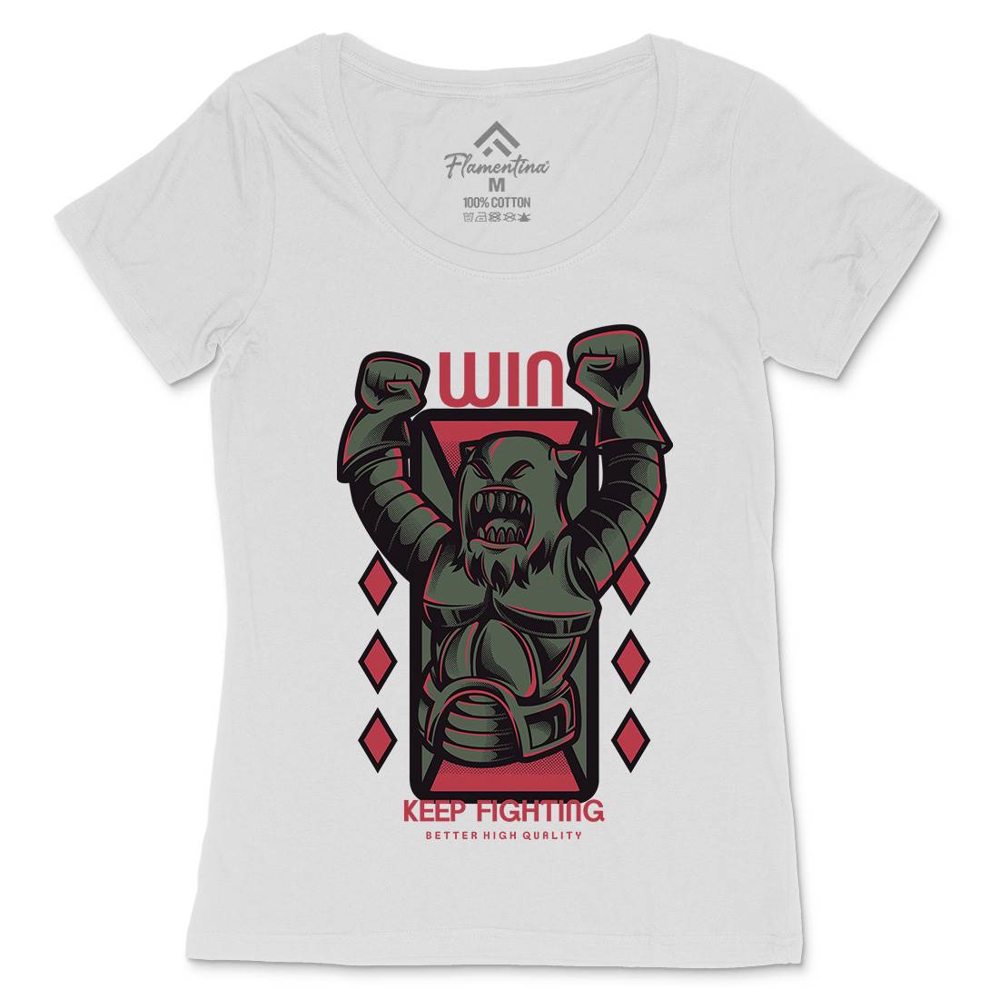 Win Fight Womens Scoop Neck T-Shirt Warriors D883