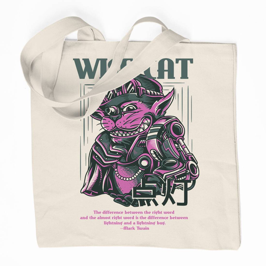 Wise Cat Organic Premium Cotton Tote Bag Animals D884