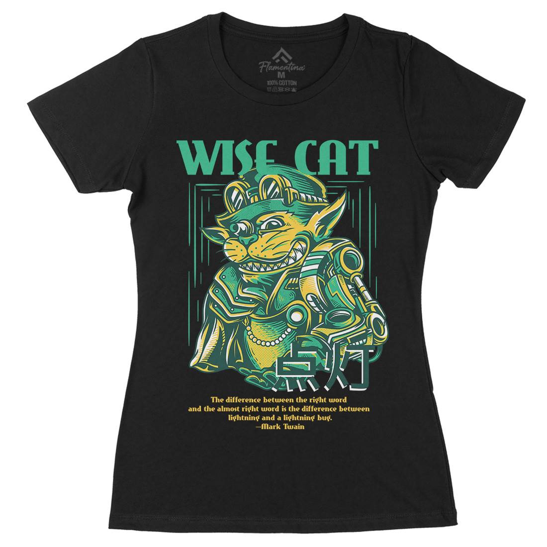 Wise Cat Womens Organic Crew Neck T-Shirt Animals D884