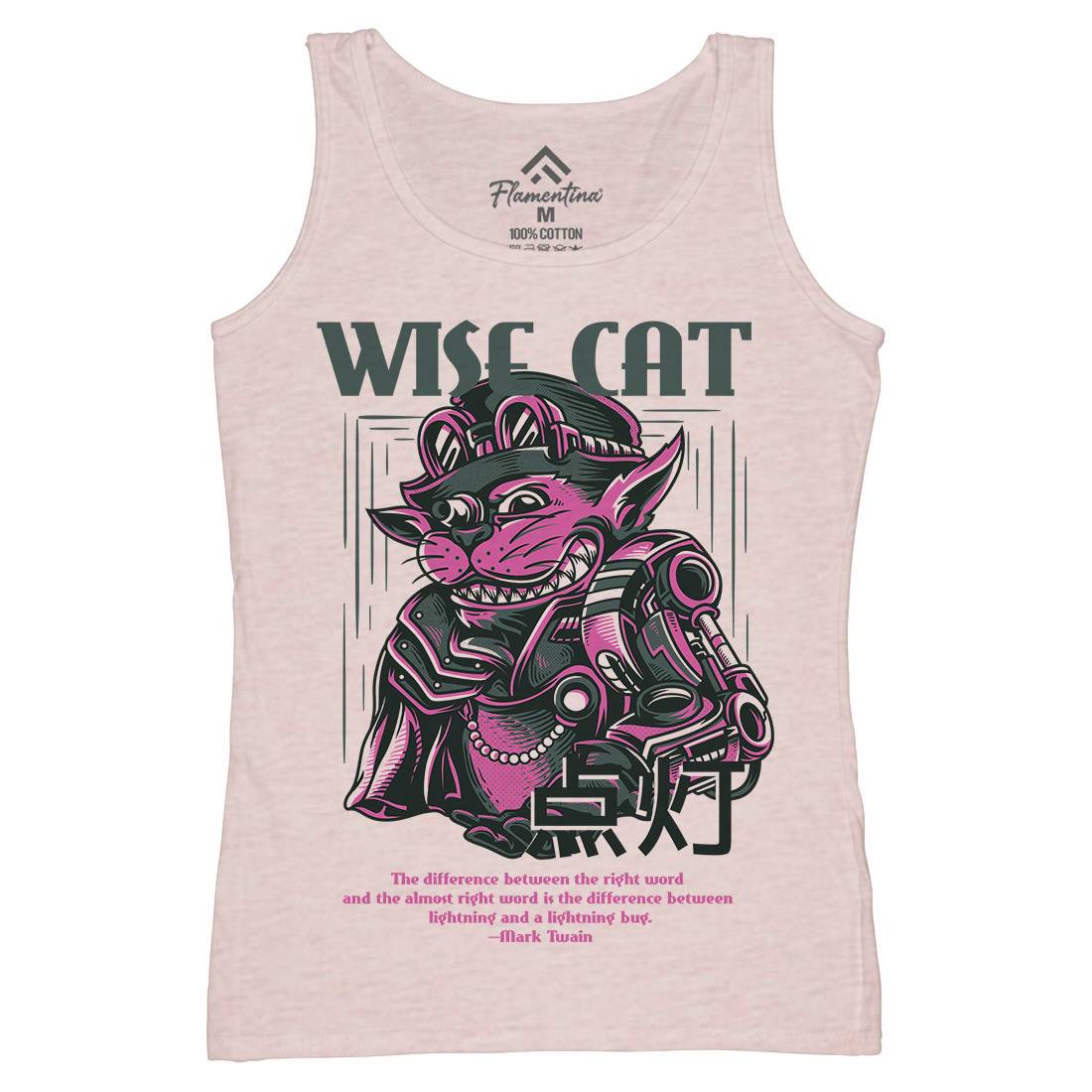 Wise Cat Womens Organic Tank Top Vest Animals D884