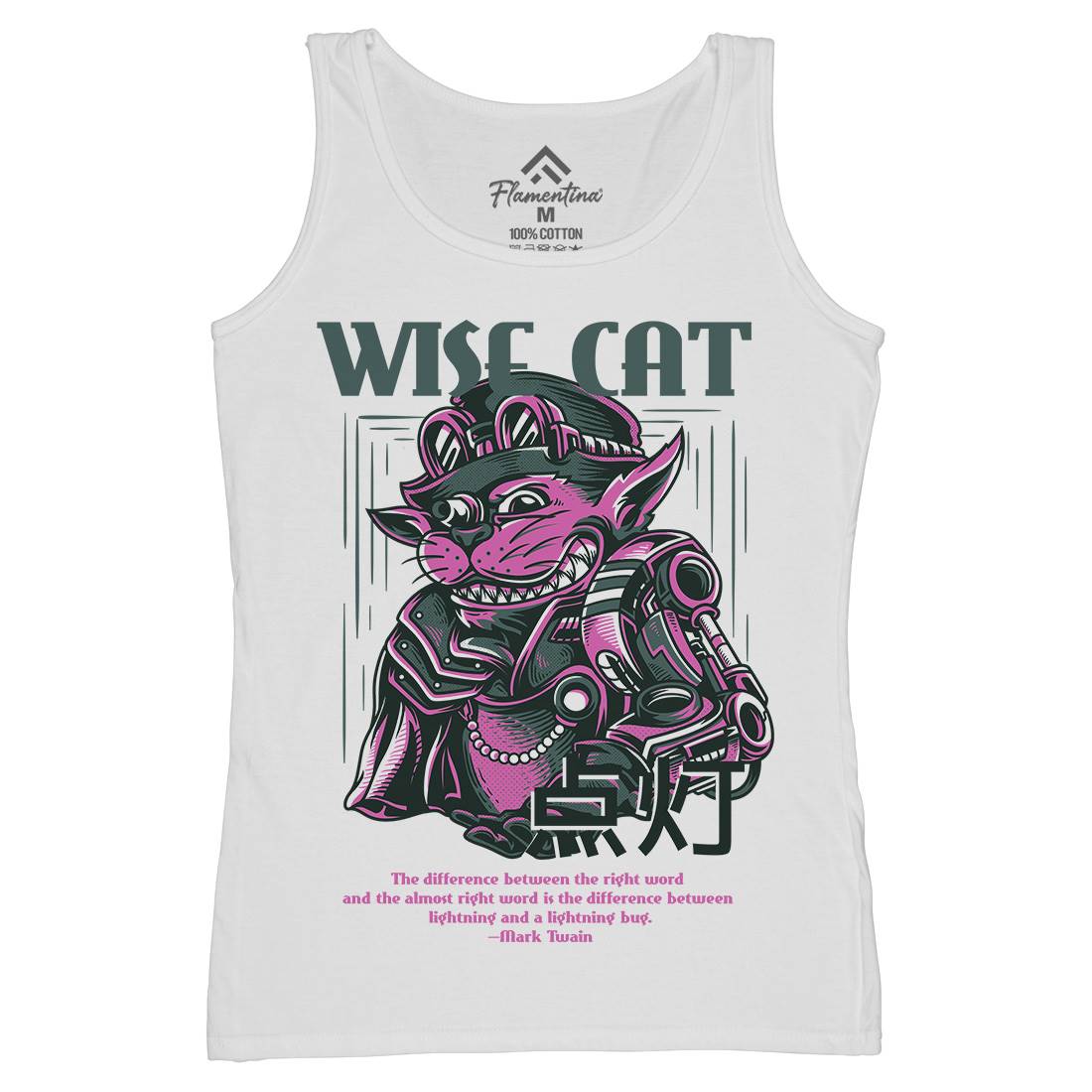 Wise Cat Womens Organic Tank Top Vest Animals D884