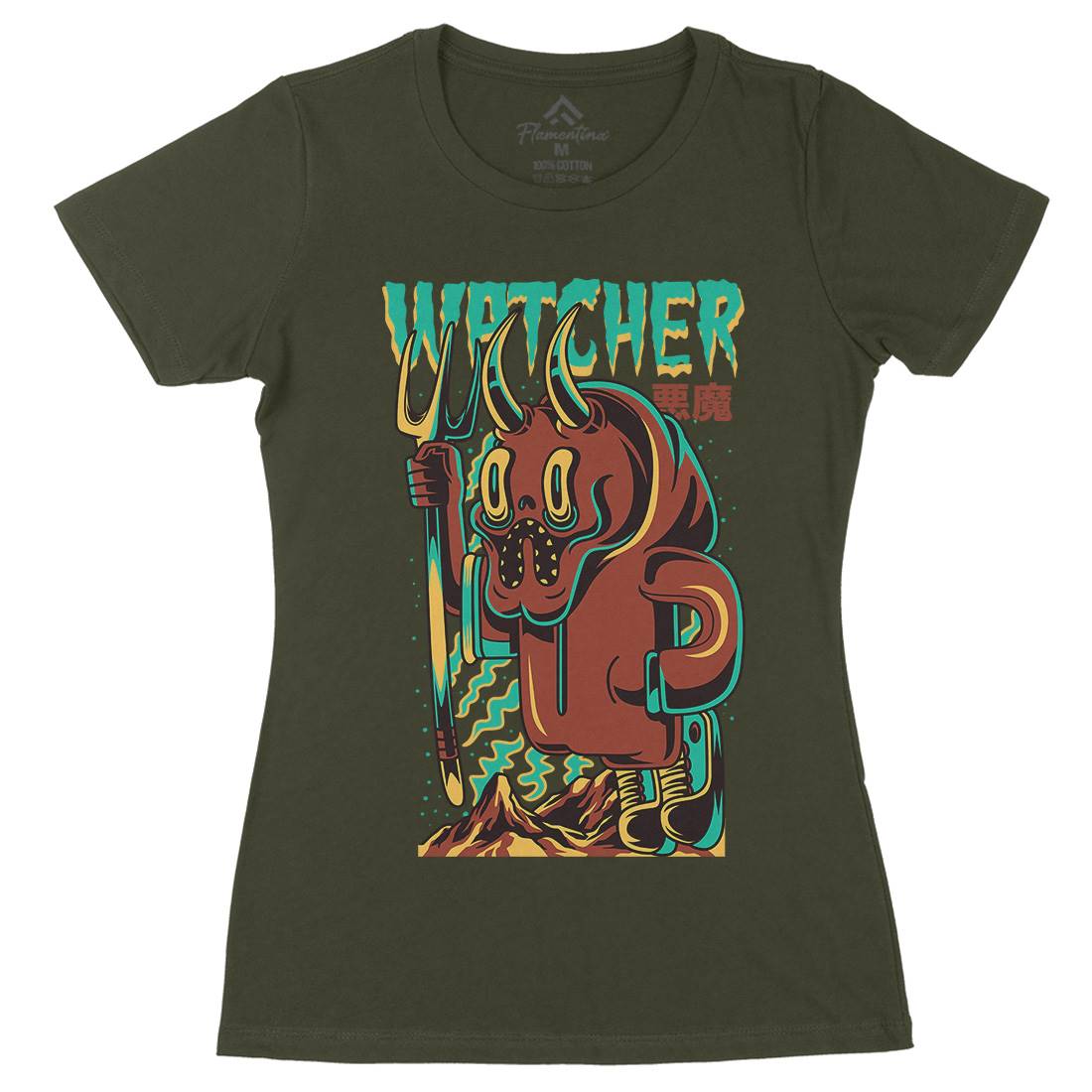 Witcher Womens Organic Crew Neck T-Shirt Horror D885