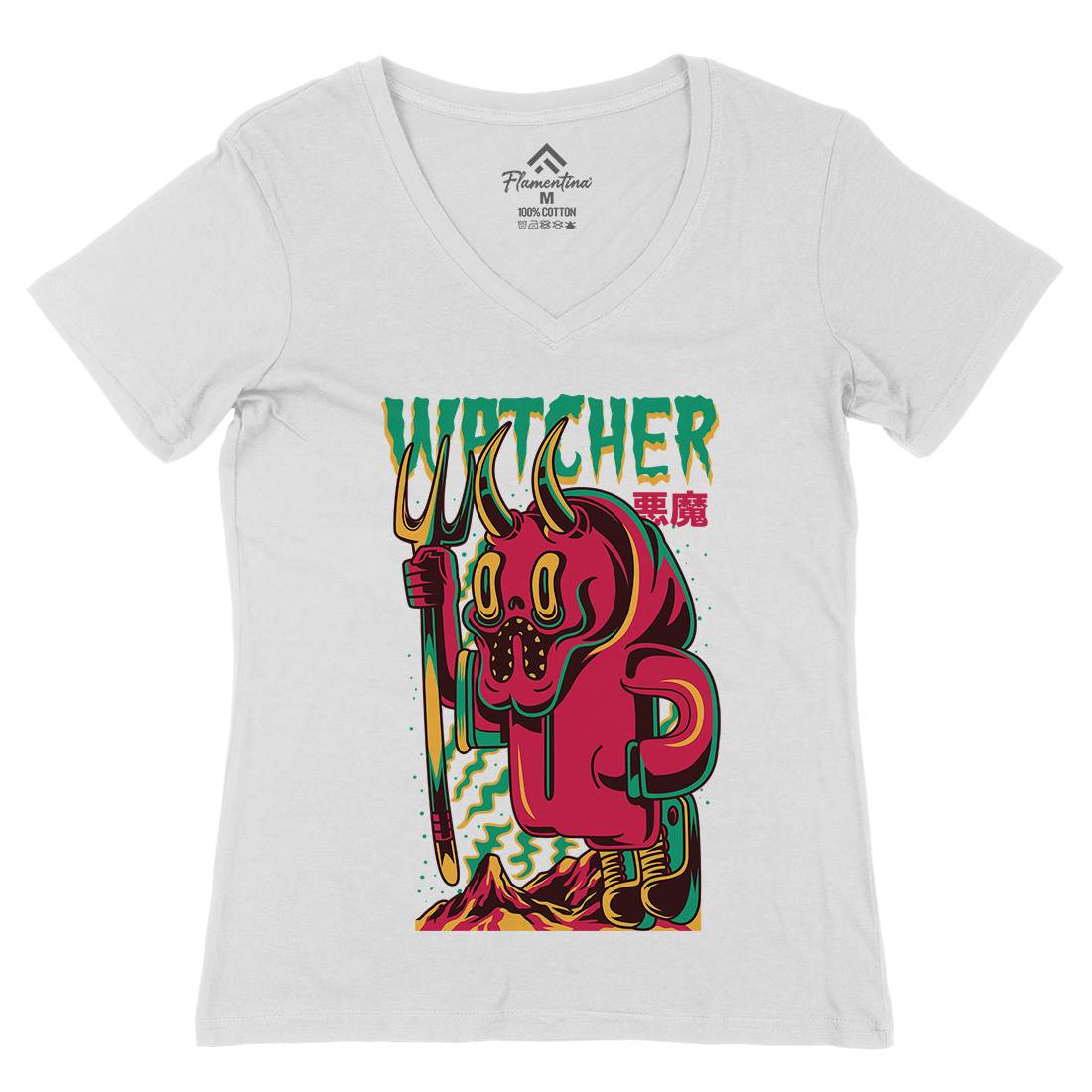 Witcher Womens Organic V-Neck T-Shirt Horror D885