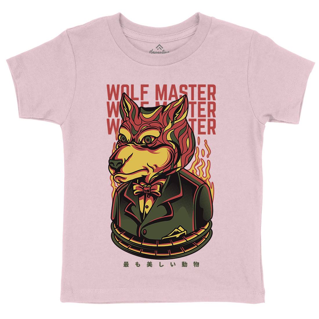 Wolf Master Kids Organic Crew Neck T-Shirt Animals D886