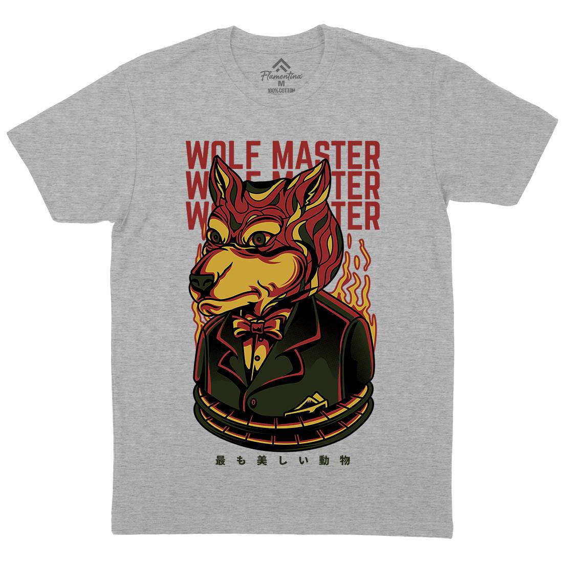 Wolf Master Mens Organic Crew Neck T-Shirt Animals D886