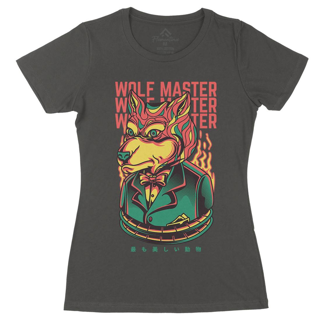 Wolf Master Womens Organic Crew Neck T-Shirt Animals D886
