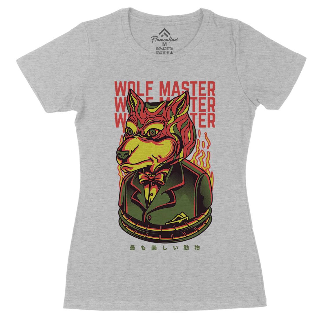 Wolf Master Womens Organic Crew Neck T-Shirt Animals D886