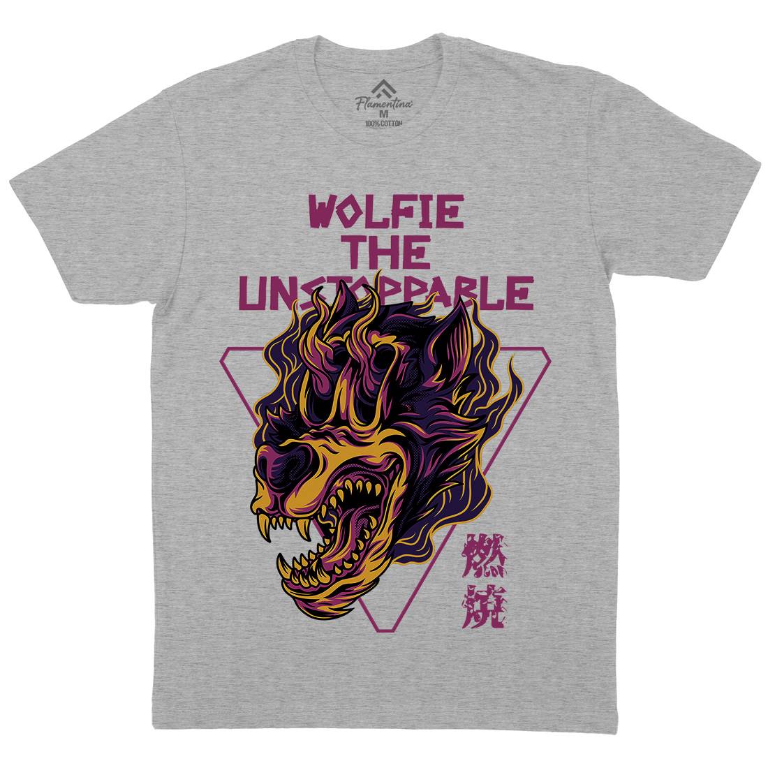 Wolf Skull Mens Organic Crew Neck T-Shirt Horror D887