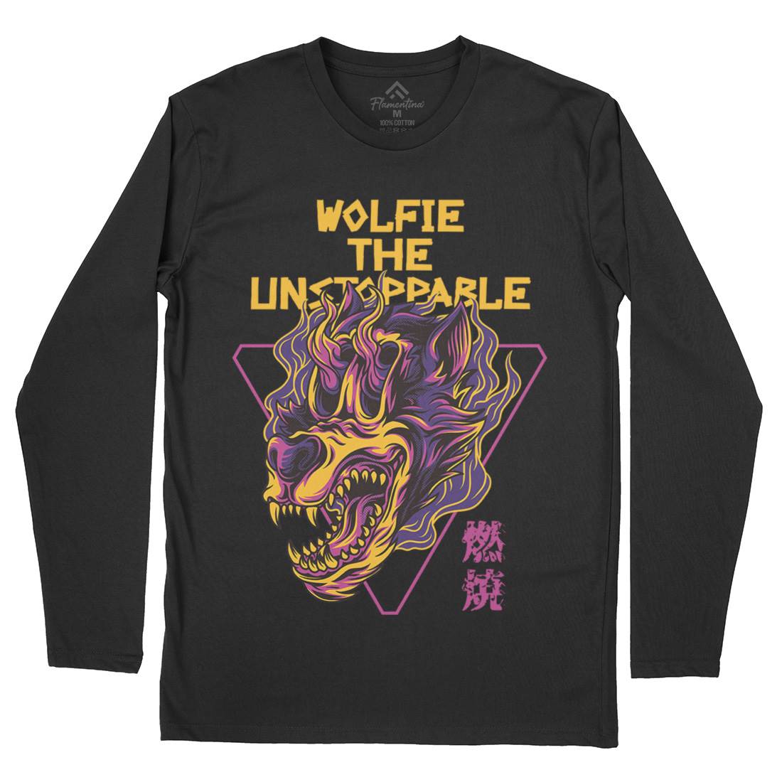 Wolf Skull Mens Long Sleeve T-Shirt Horror D887