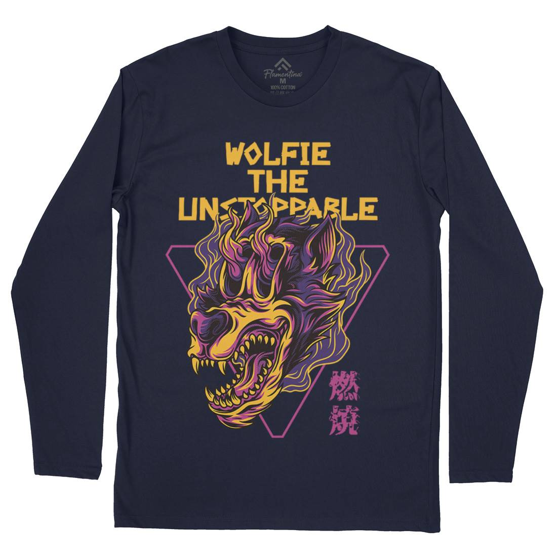 Wolf Skull Mens Long Sleeve T-Shirt Horror D887