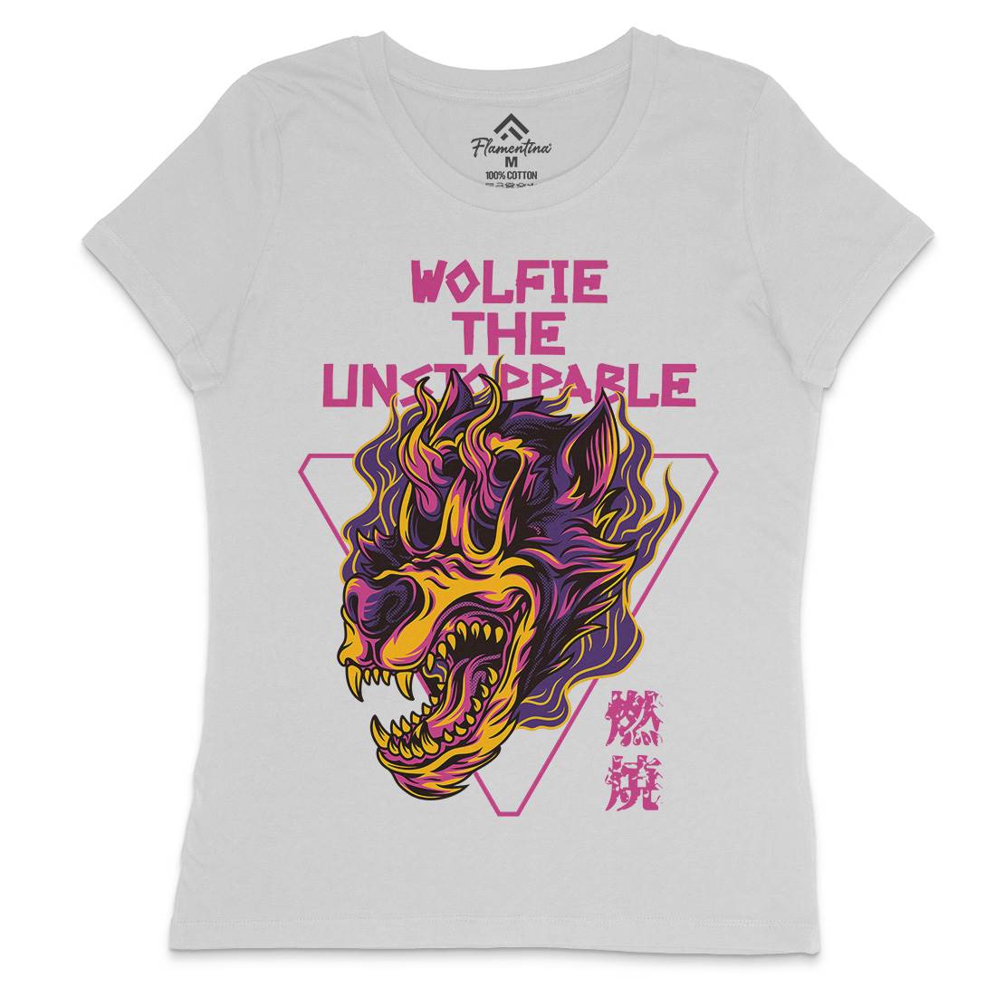Wolf Skull Womens Crew Neck T-Shirt Horror D887