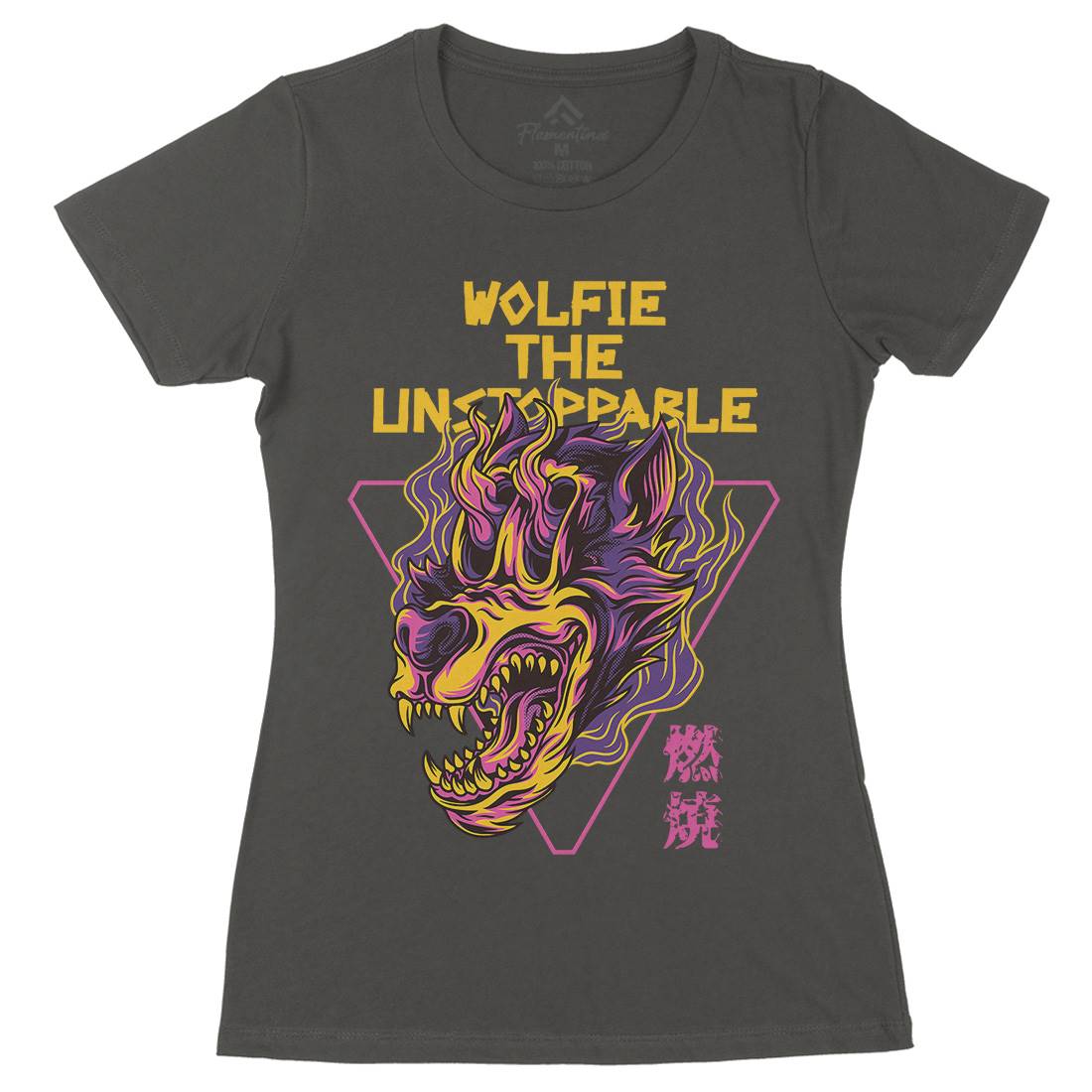 Wolf Skull Womens Organic Crew Neck T-Shirt Horror D887