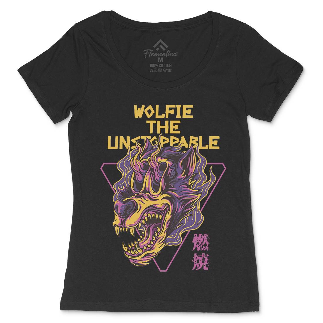 Wolf Skull Womens Scoop Neck T-Shirt Horror D887