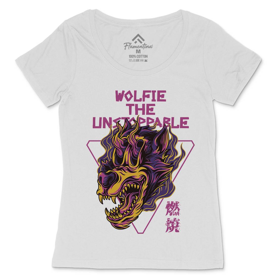 Wolf Skull Womens Scoop Neck T-Shirt Horror D887