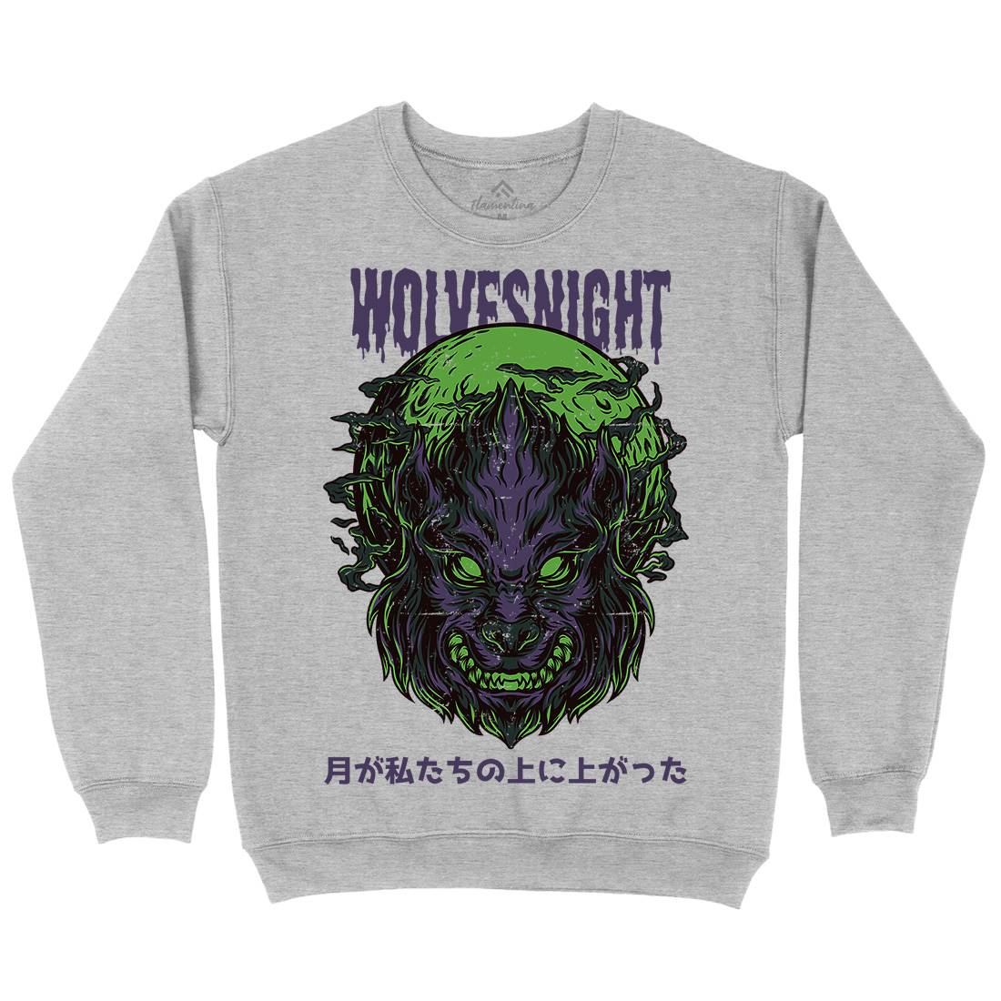 Wolves Night Mens Crew Neck Sweatshirt Horror D888