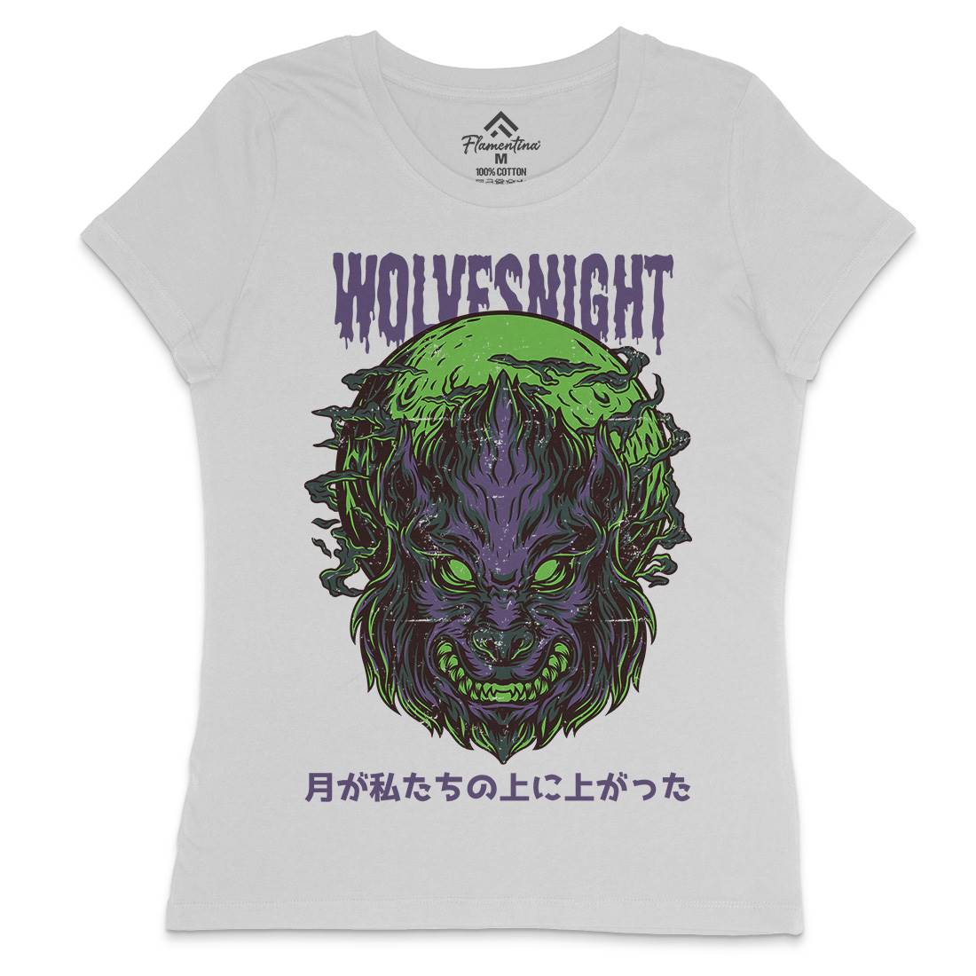 Wolves Night Womens Crew Neck T-Shirt Horror D888