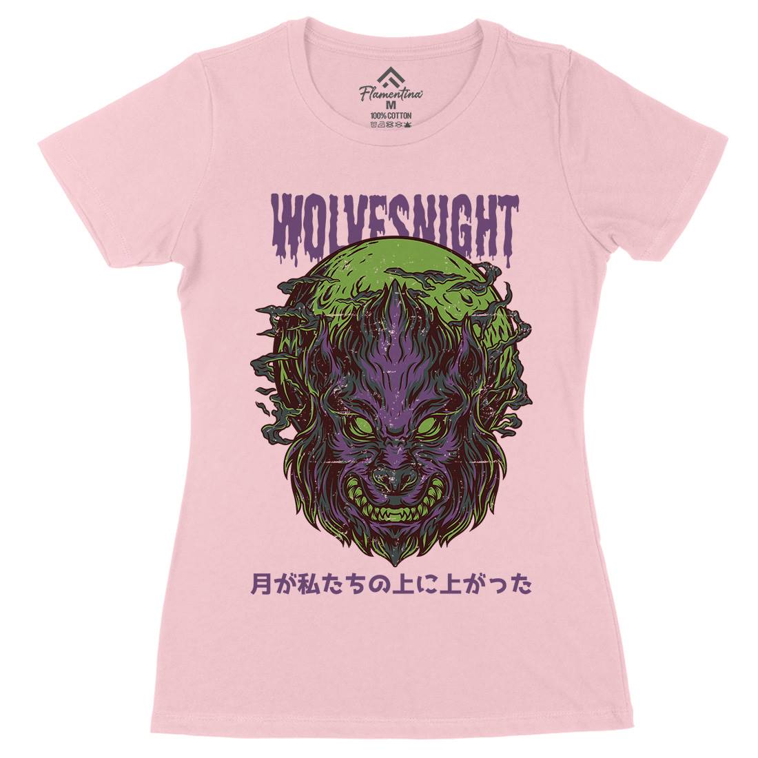 Wolves Night Womens Organic Crew Neck T-Shirt Horror D888