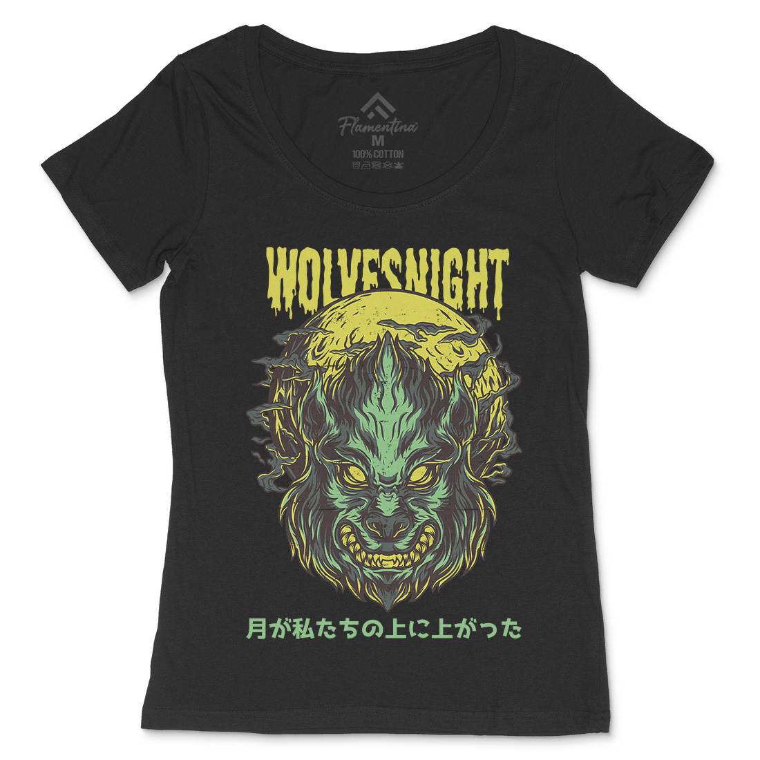 Wolves Night Womens Scoop Neck T-Shirt Horror D888