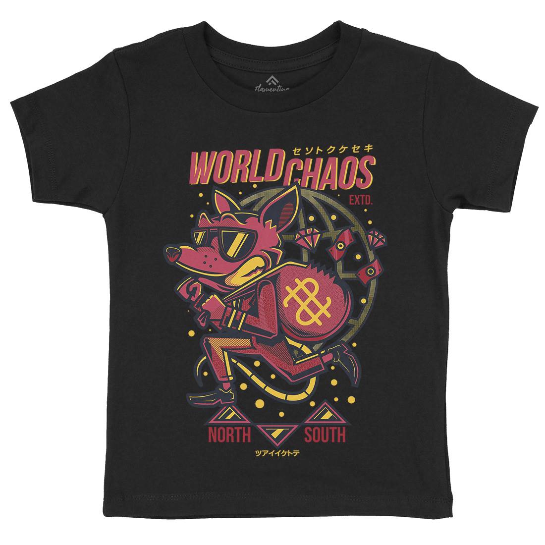 World In Chaos Kids Organic Crew Neck T-Shirt Illuminati D890