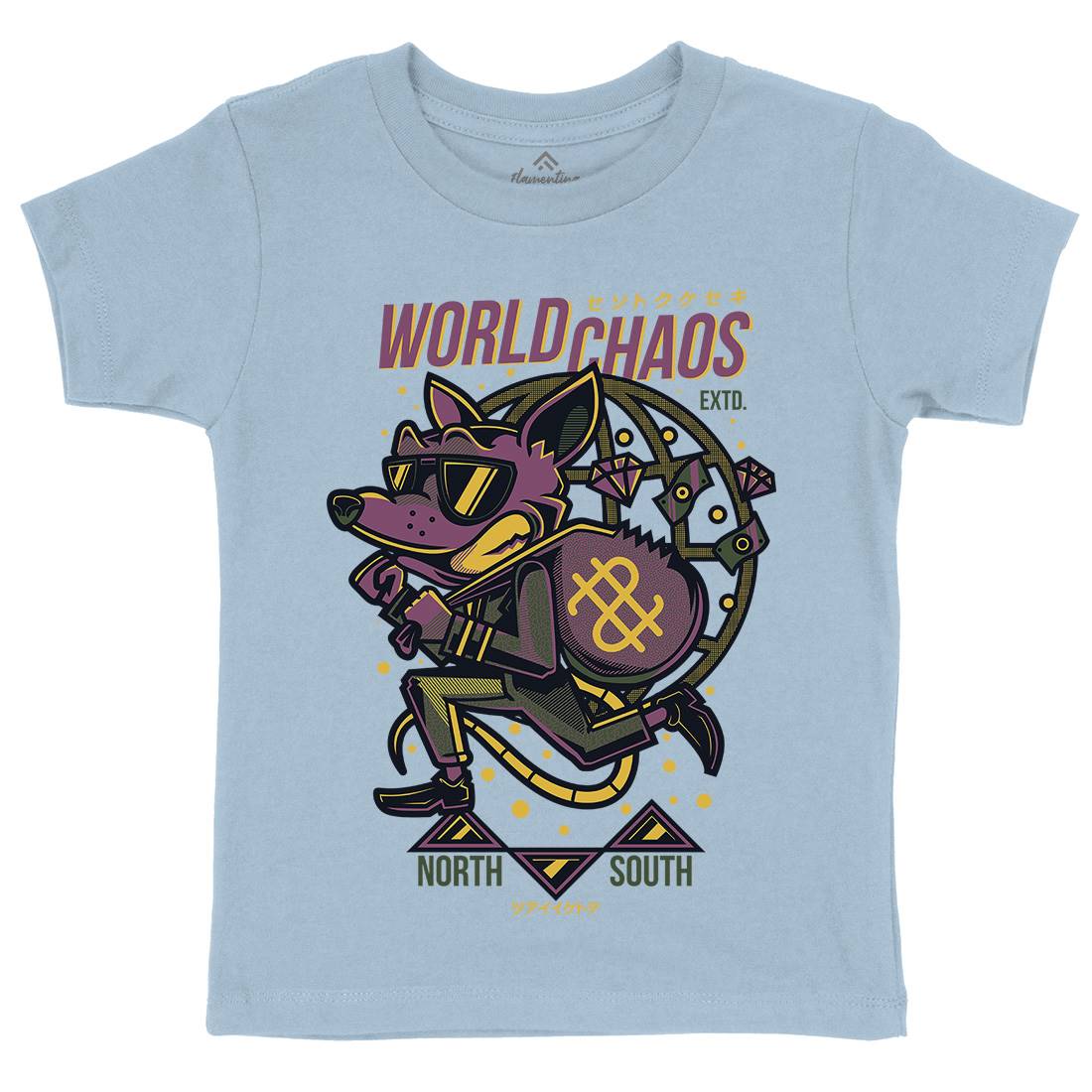 World In Chaos Kids Organic Crew Neck T-Shirt Illuminati D890