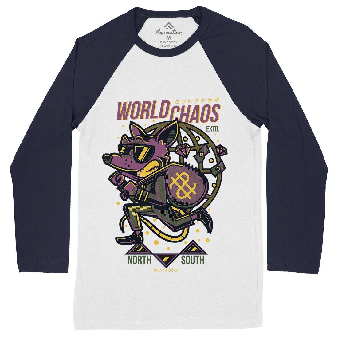 World In Chaos Mens Long Sleeve Baseball T-Shirt Illuminati D890