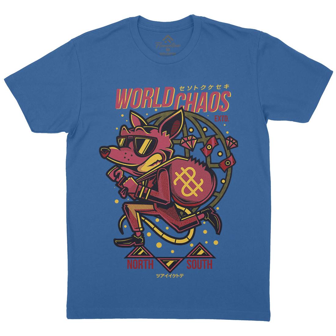 World In Chaos Mens Crew Neck T-Shirt Illuminati D890