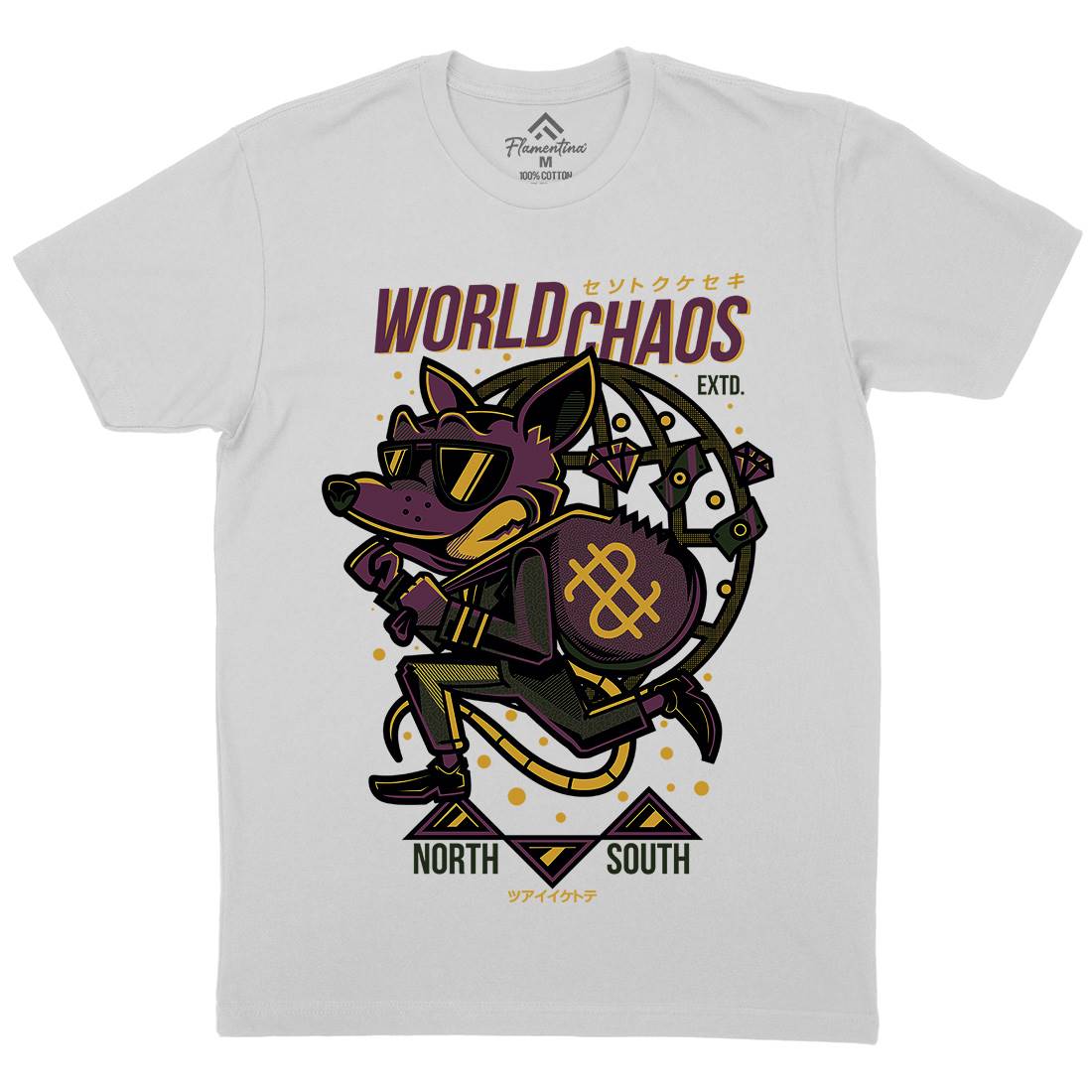 World In Chaos Mens Crew Neck T-Shirt Illuminati D890