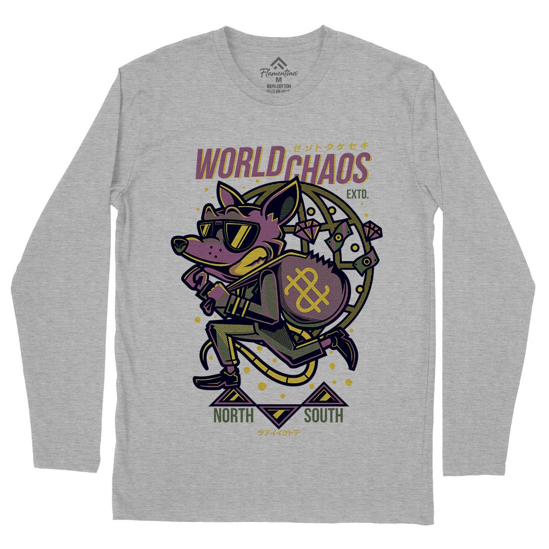 World In Chaos Mens Long Sleeve T-Shirt Illuminati D890