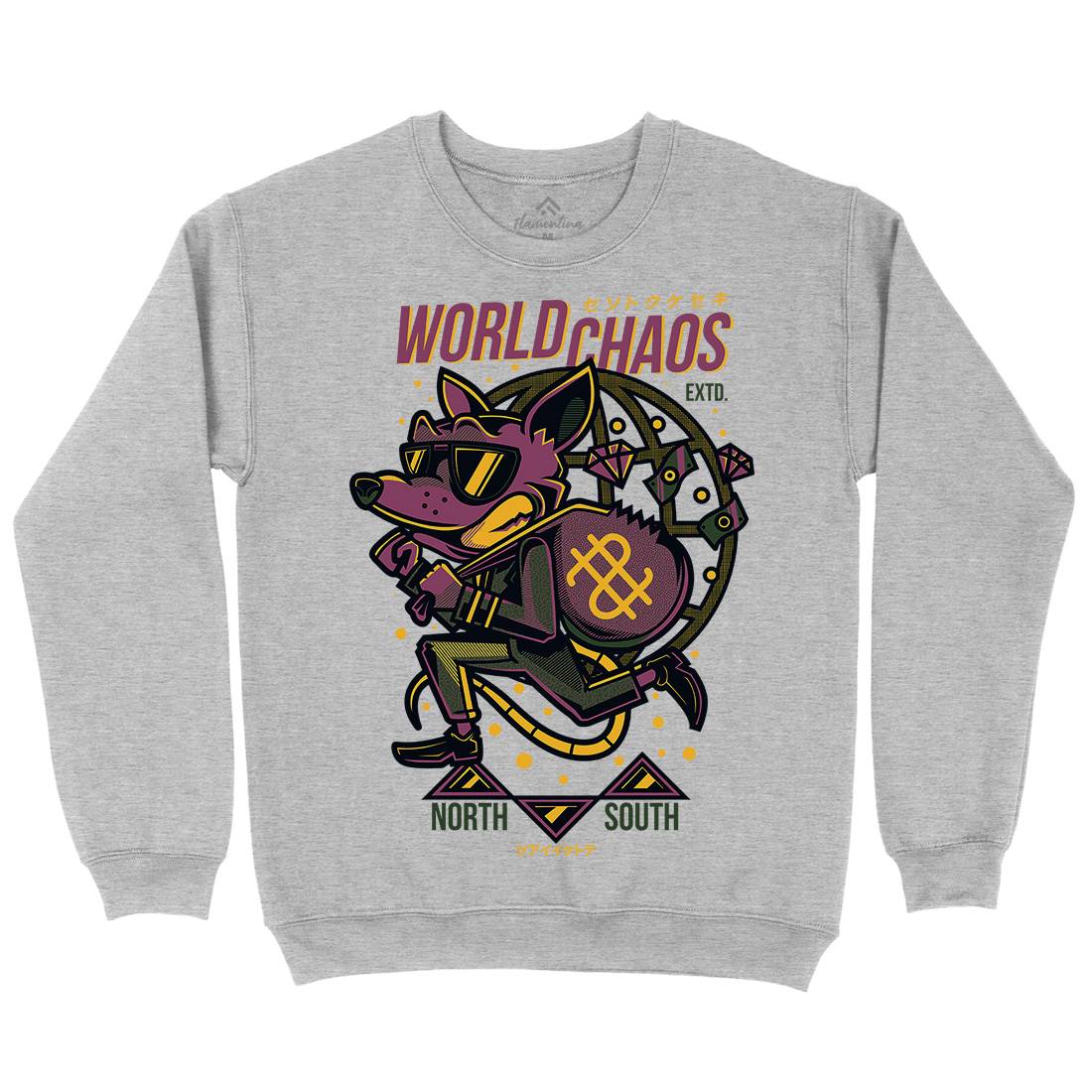 World In Chaos Mens Crew Neck Sweatshirt Illuminati D890