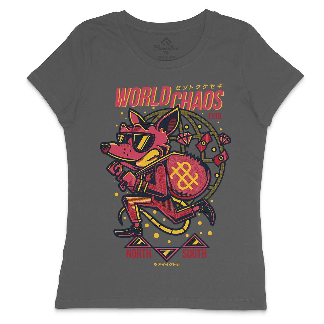 World In Chaos Womens Crew Neck T-Shirt Illuminati D890