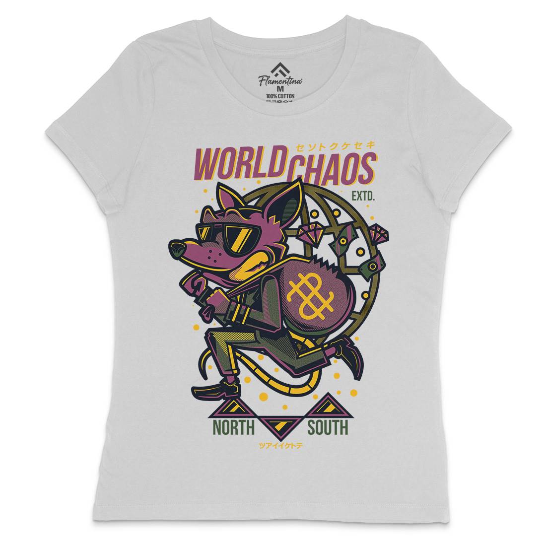 World In Chaos Womens Crew Neck T-Shirt Illuminati D890