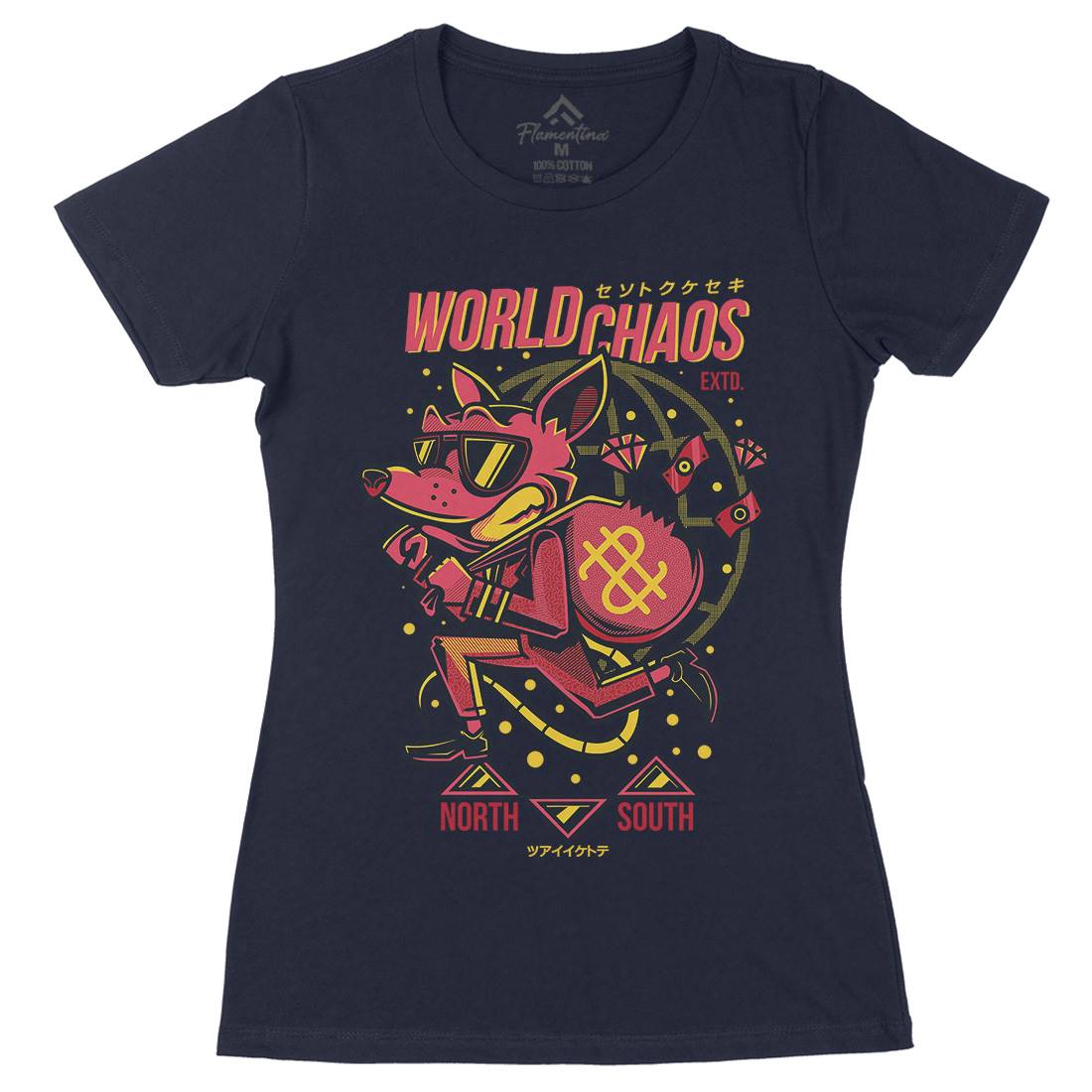 World In Chaos Womens Organic Crew Neck T-Shirt Illuminati D890