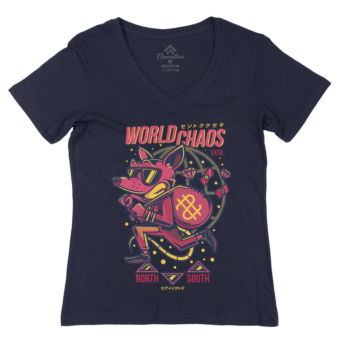 World In Chaos Womens Organic V-Neck T-Shirt Illuminati D890