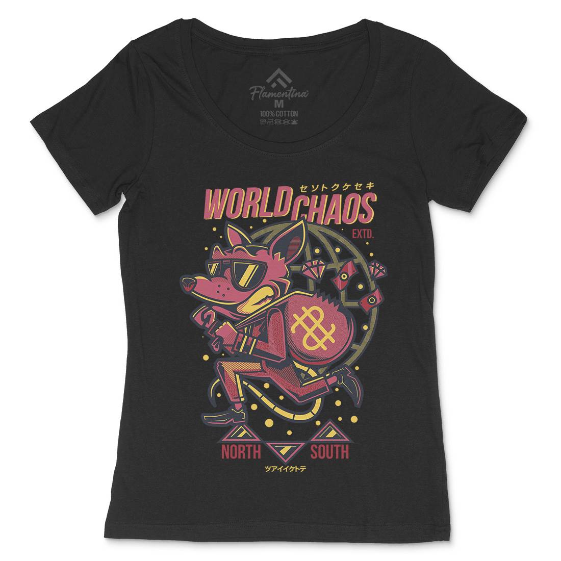 World In Chaos Womens Scoop Neck T-Shirt Illuminati D890