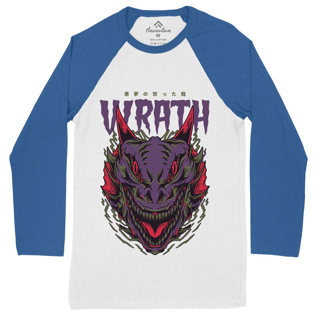 Wrath Monster Mens Long Sleeve Baseball T-Shirt Horror D891